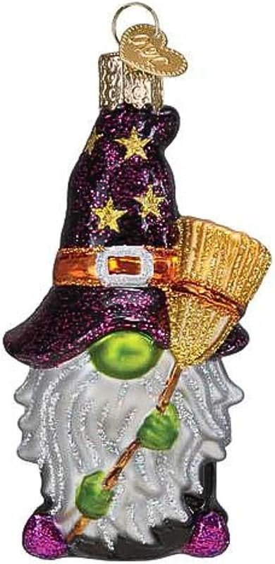 Old World Christmas Witch Gnome Glass Blown Ornament for Christmas Tree, Handcrafted Holiday Decoration, Halloween