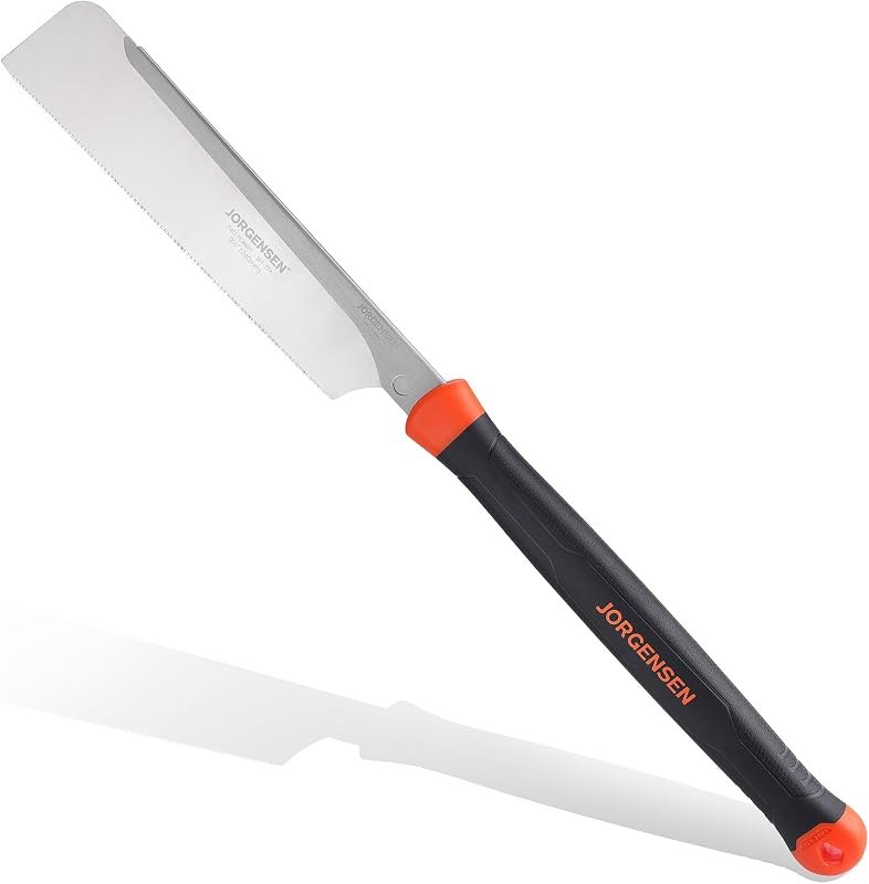 JORGENSEN Japanese Pull Saw, 9.5 Inch Pro Dovetail Saw with Rubber Handle, SK5 Steel Handsaw with Tool-less Quick