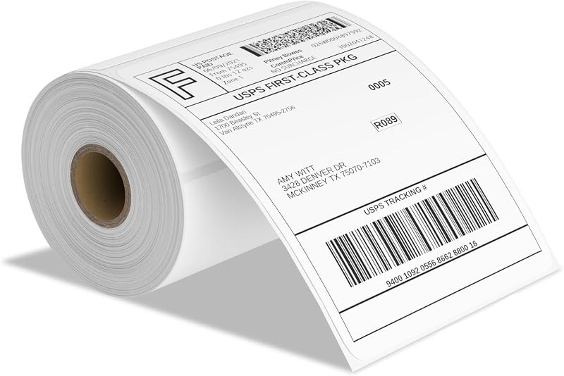 9527 Product 4" x 6" Thermal Labels for Zebra Rollo Direct Thermal Printers, 1 Roll 250 Labels Blank Direct Thermal
