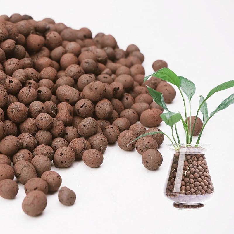 Pulovin 10 lbs LECA Clay Pebbles for Plants, 4-16mm LECA Balls for Indoor Plants Drainage, Hydroponics, Aquaponics