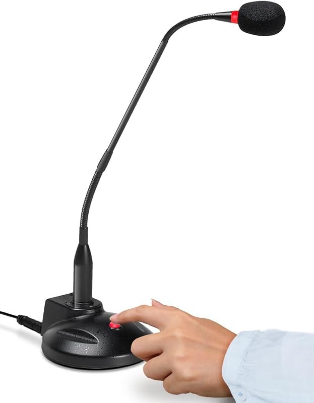 VEC GN-USB-PT Gooseneck Push to Talk Microphone with USB Plug — Gooseneck condenser mic for gooseneck condenser mic