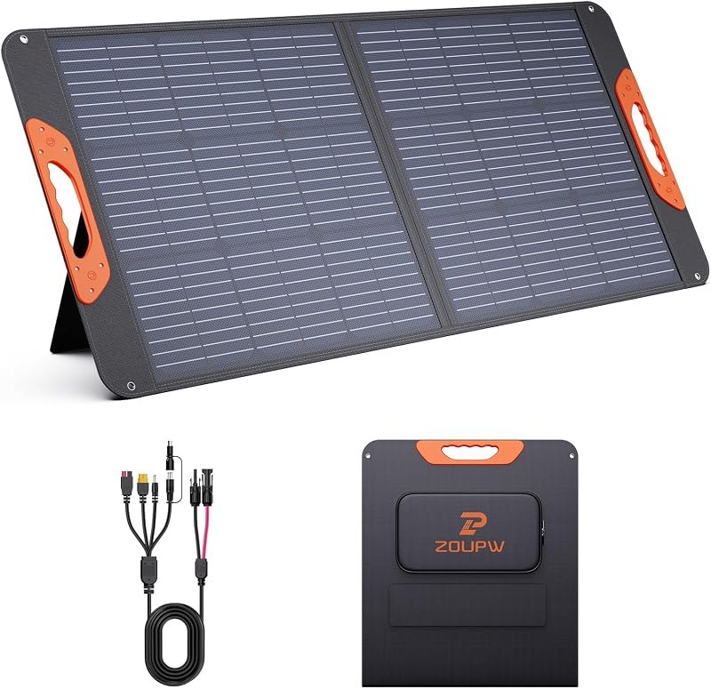 ZOUPW 100W Portable Solar Panel for Power Station,23.5% Efficiency Mono Foldable Solar Charger for Jackery 300/Ecoflow