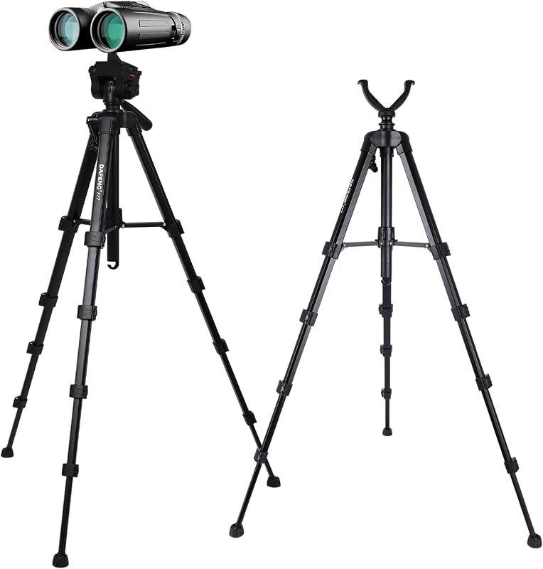 DAPENG 74" Binocular Tripod with Adapter,Shooting Tripod Hunting Rest V Yoke Stand,Compatible with Spotting