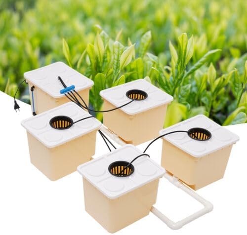 Hydroponics System 2.91 Gallon Deep Water Culture Hydroponic System Grow Kit Set of 5 Buckets Garden Plant System with