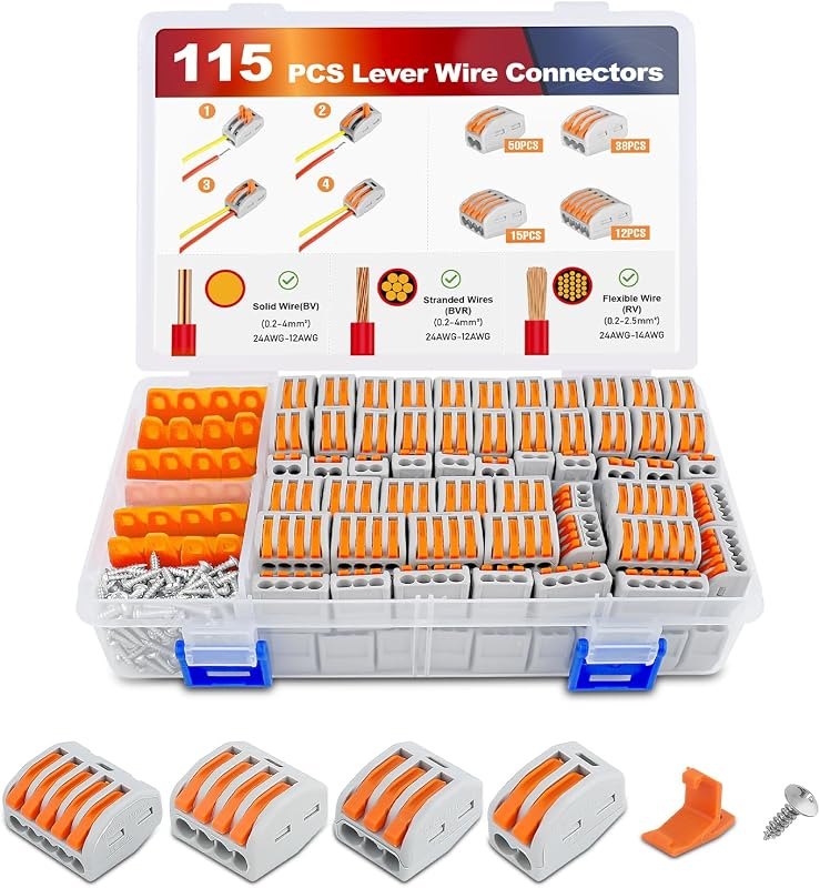Nilight 115PCS Lever Wire Connector Nut Kits Inline Electrical Terminal — best electrical wire nuts for electrical