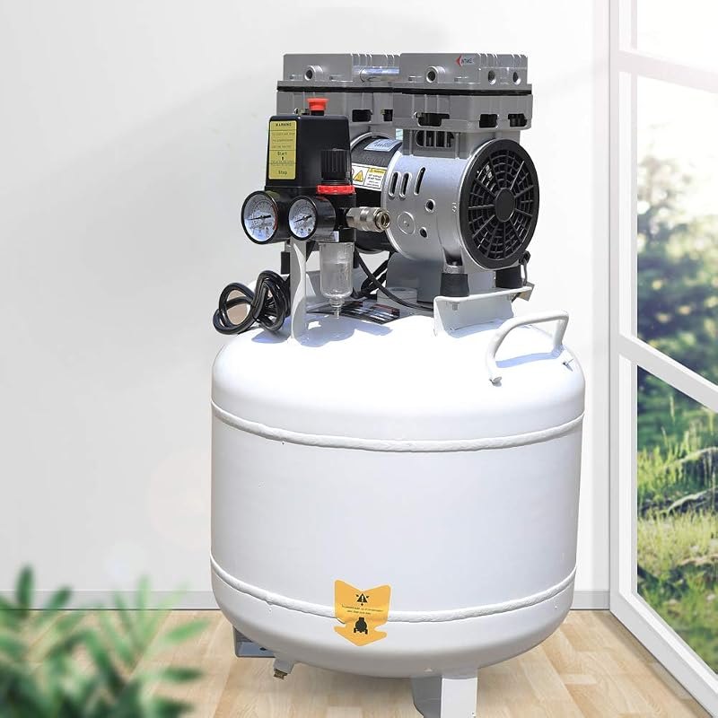 750W 40L Dental Medical Silent Air Compressor 115PSI Oilless Airpress Tool,Oil Free Silent Air Pump 110v Steel Tank