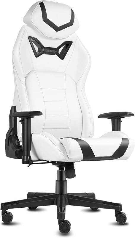 Ergonomic Gaming Chairs for Adults with High-Density Memory Foam, White — memory foam gaming chair for memory foam