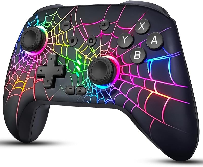 RJAD Switch Controllers for Nintendo Switch/OLED/Lite, Wireless Switch Pro Controller with 10 Colors Light, 1000mAh