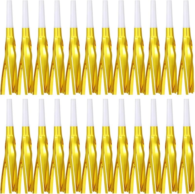 24 Pcs Party Blowers, New Years Eve Noise Makers, Gold Noise Makers for Baby Shower, Kids Birthday, Wedding Party, New