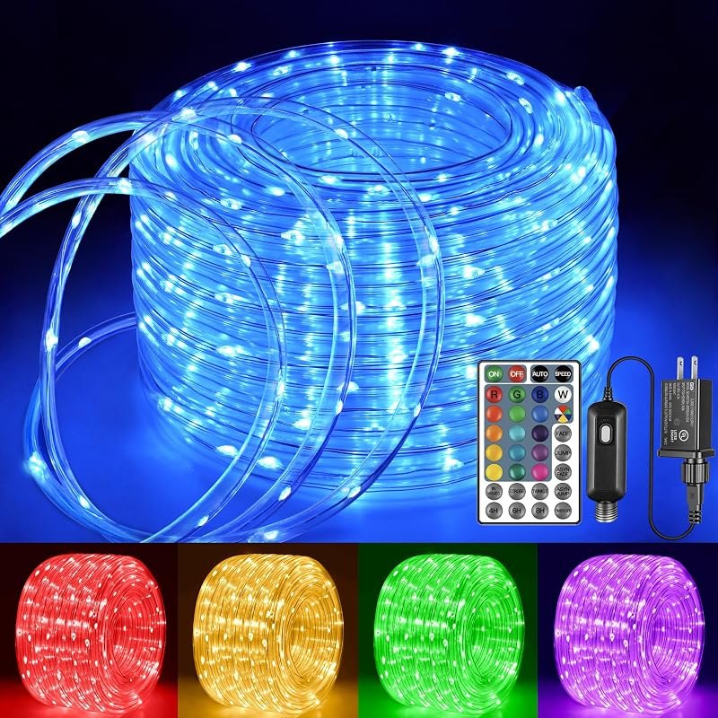 Ollny Color Changing Rope Lights Outdoor, 33FT 100LED String Lights — best rope lights for stairs for rope lights stairs