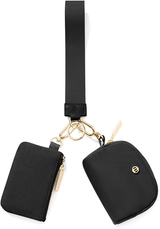 Keychain Wallet Mini Zip Around Wristlet Wallets for Women Detachable Dual Pouch Wristlet Portable Coin Purse Small