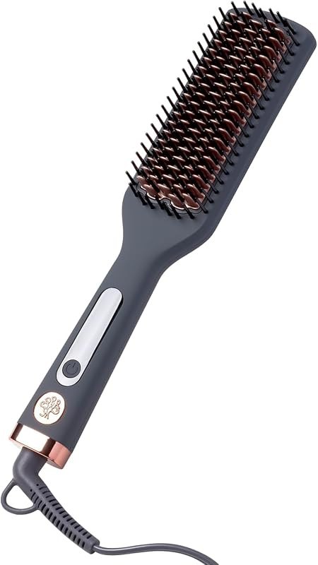 Hairitage Heated Ceramic Straightening Brush for Blowouts - Volumizing + Straightening - Anti-Frizz Blow Dry Brush for