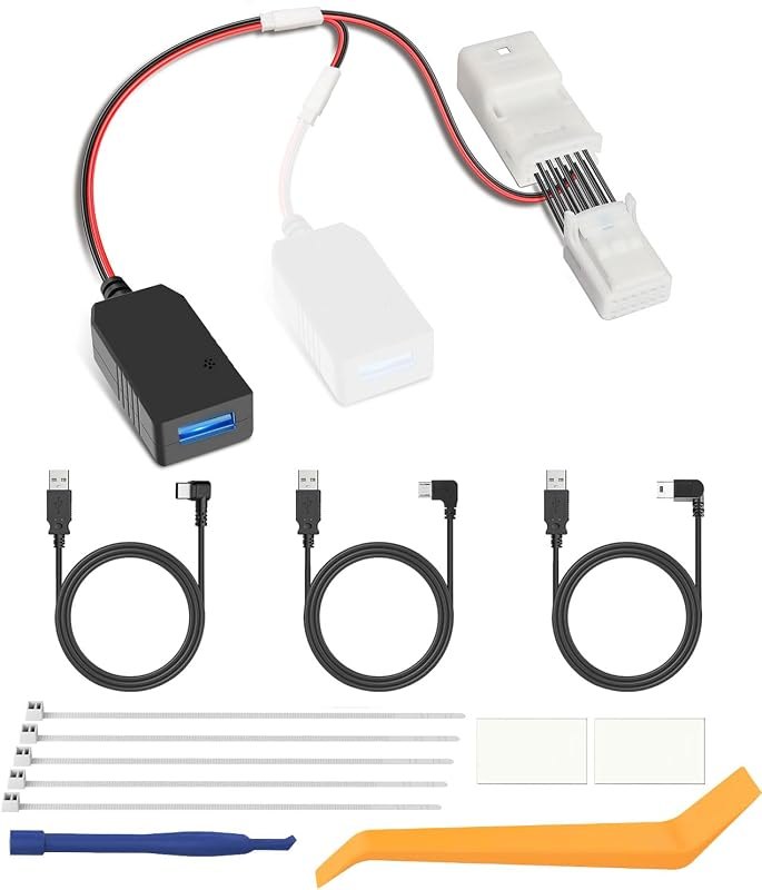 Dashcam Power Adapter,(12P TypeA) Compatible with Select Toyota, Honda, Subaru,Built-in Hide USB to GPS Radar Mirror