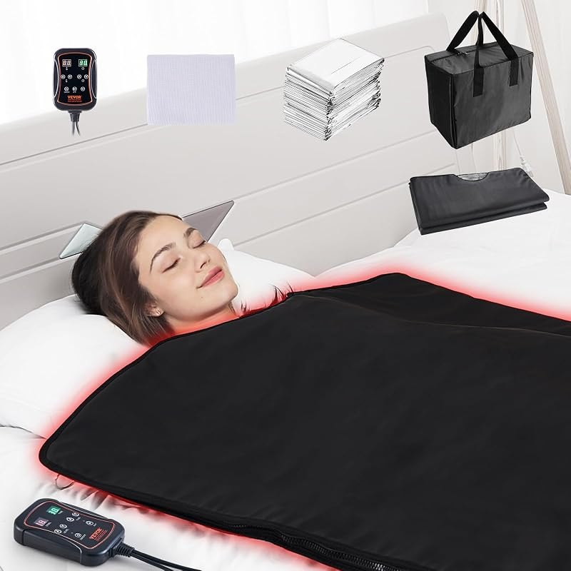 VEVOR Sauna Blanket for Detoxification, Portable Far Infrared Sauna for Home, PU Sauna Bag w/Therapy Stones & Carbon