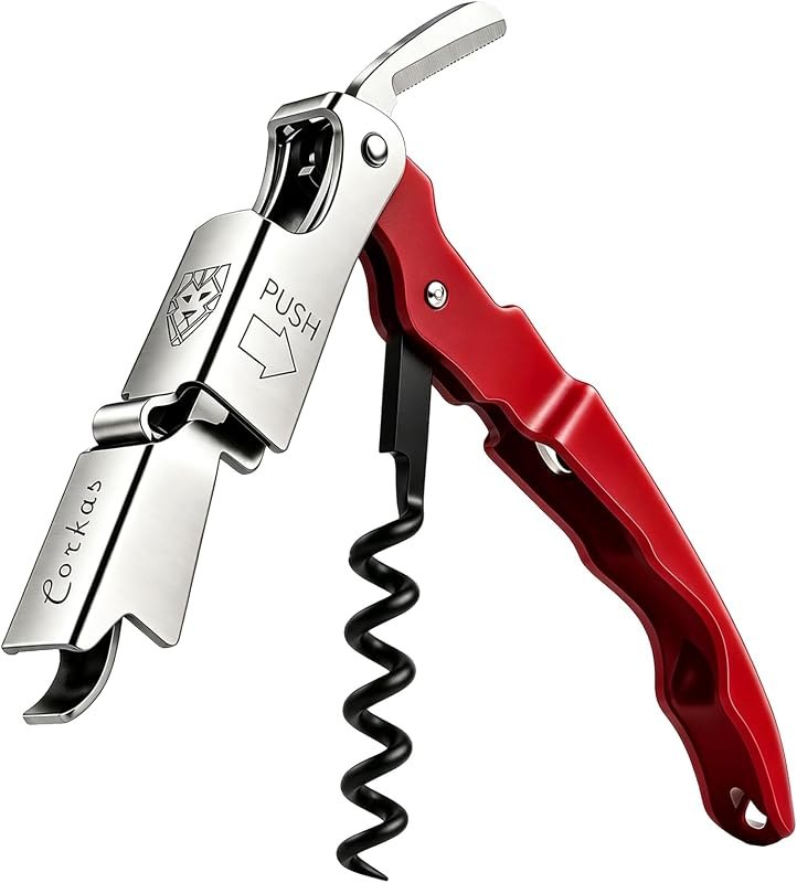 Wine Key - Professional Handcrafted Heavy Duty Waiter Corkscrew, Compact Wine Opener with Double Hinged, Foil Cutter