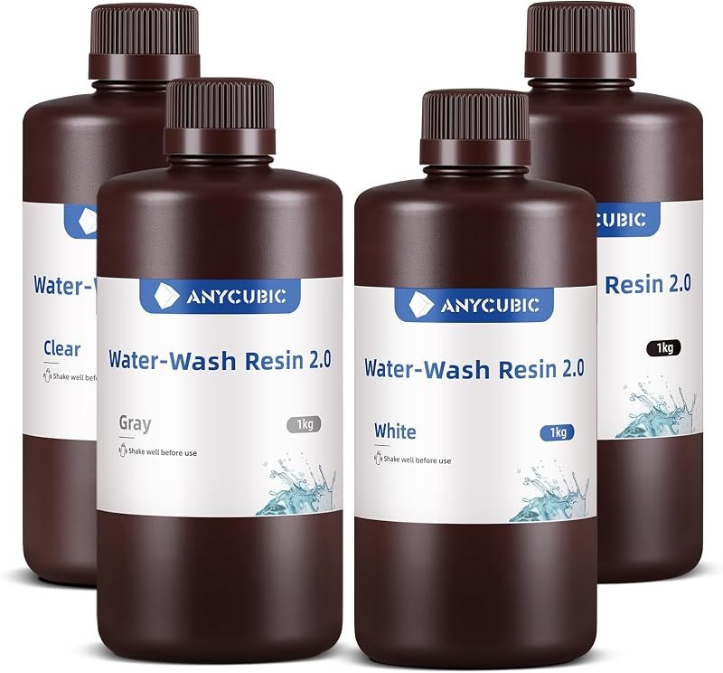 ANYCUBIC Water Washable 3D Printer Resin 2.0 Bundle, 405nm High Precision 3D Resin, Low Shrinkage Photopolymer Resin