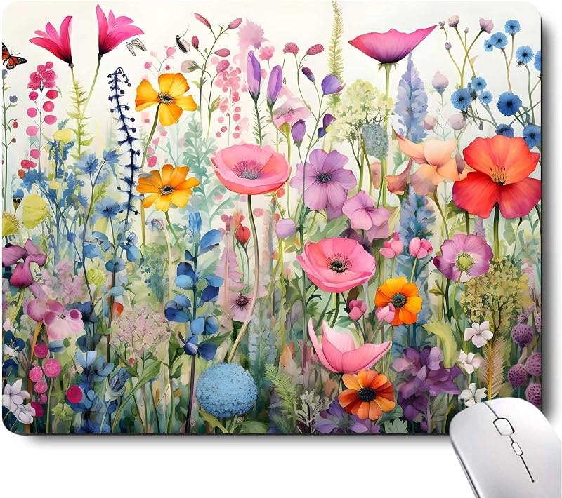 Gorgeous Flowers Plants Mouse Pad,Pink Floral Rose Mouse Pads for Desk,Soft Computer Mouse Mat Cute Mousepad Cloth