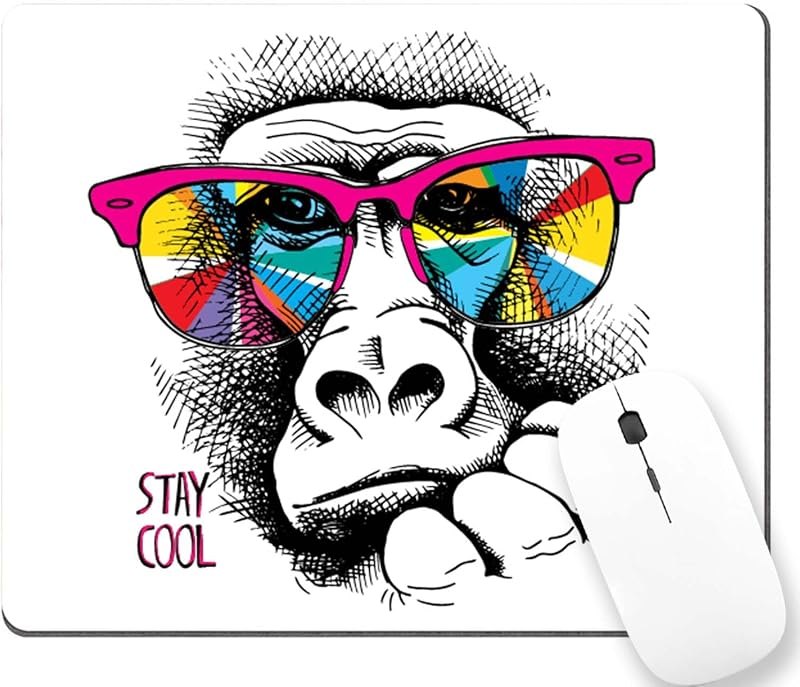 TSSOHU Portrait of Monkey in a Rainbow Color Glasses Mouse Pad Non-Slip Rubber Base Gaming MousePads for Computers