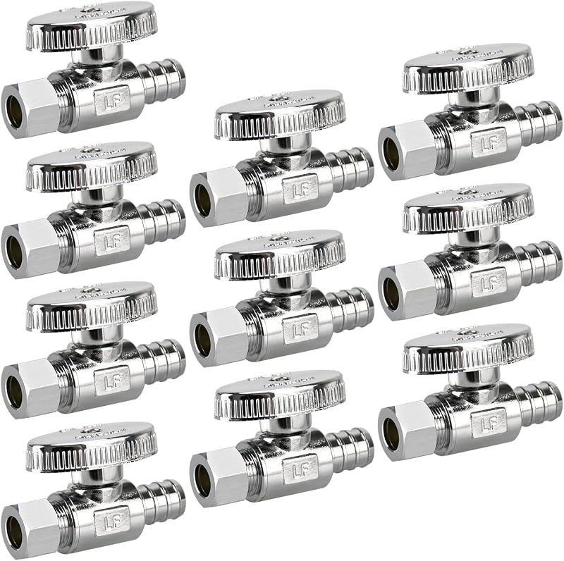 10 Pack Stop Valves, 1/4 Turn Straight Stop Valves — angle stop valve for angle stop valve