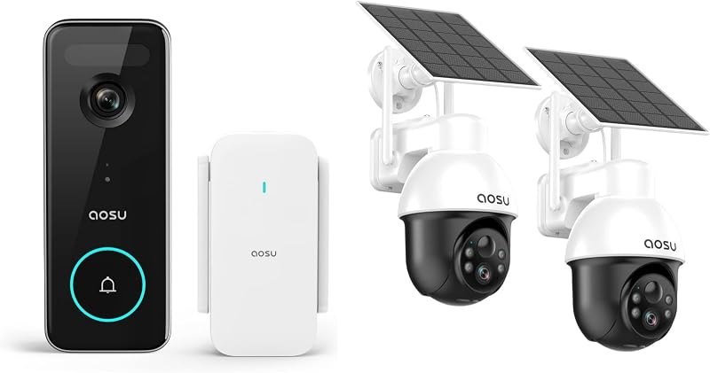 aosu 3K/5MP Solar Security Cameras Outdoor Wireless 2.4/5 GHz WiFi Video Doorbell with aosuBase Mini — best wifi