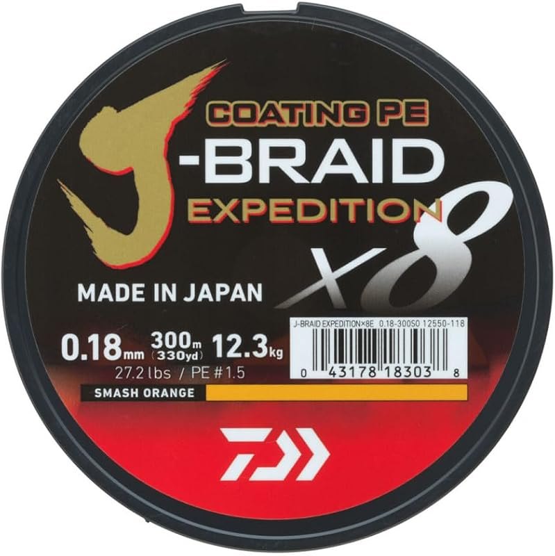 DAIWA J-Braid Expedition X8E, 150m, Smash Orange, Braided Fishing Line — best fishing braided line for fishing braided