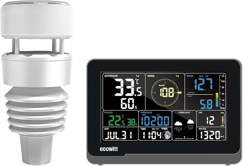 WS3901 Wi-Fi Weather Station Kit, Includes WS3900 7.5'' Colored LCD Display Console and WS90 Outdoor Sensor Array, IoT
