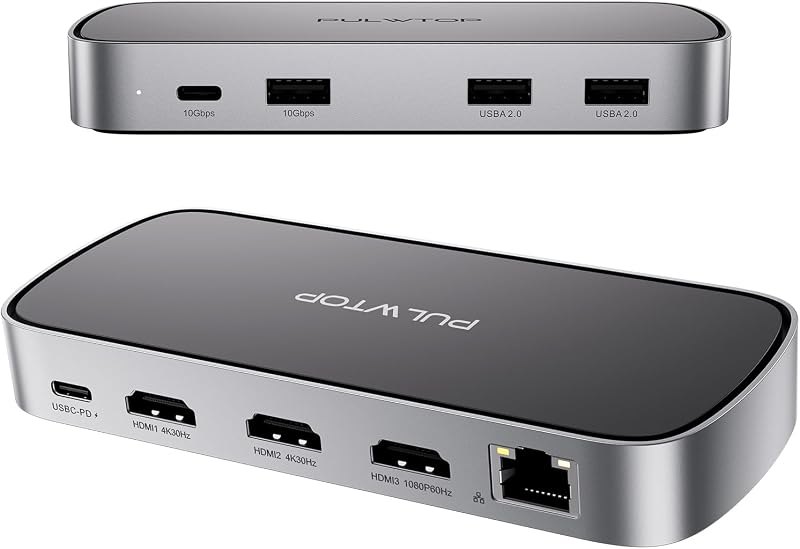 3 HDMI Triple USB C Docking Station Dual 4K Display for MacBook M1-M5 & Win — USB-C dock 10Gbps for usb dock 10gbps