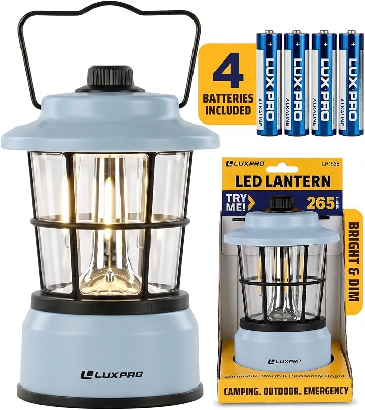 LUXPRO Retro Outdoor Lantern, Battery Lamp Camping Lantern LED Light, Blue — outdoor camping lantern for outdoor