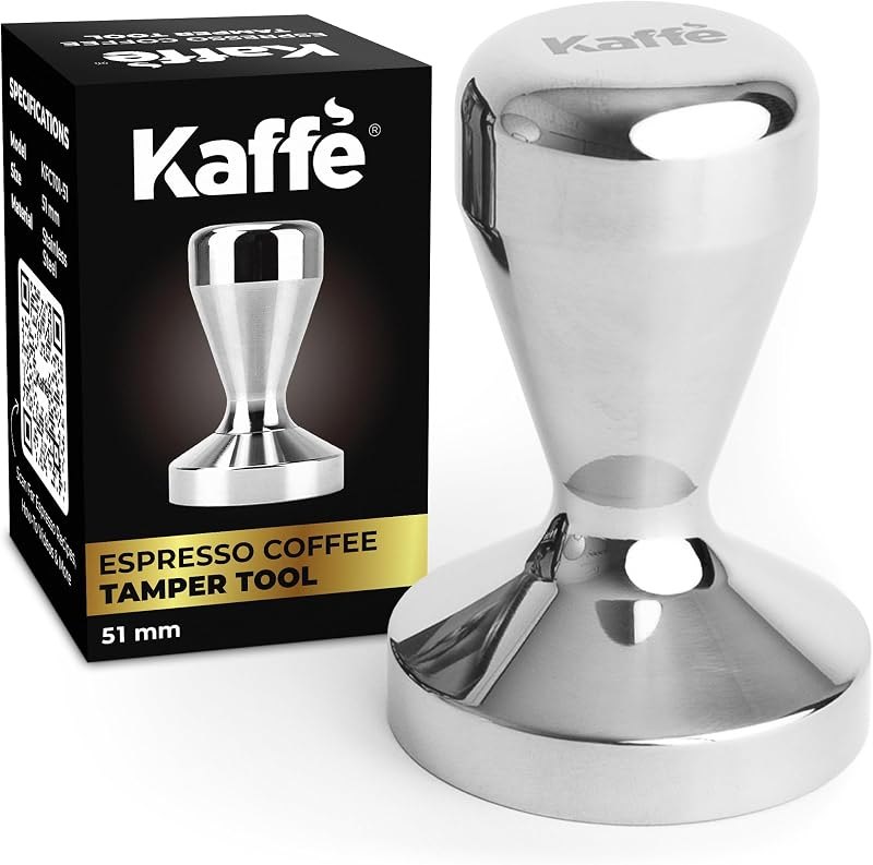 Kaffe 51mm Stainless Steel Espresso Tamper - Coffee Tamper & Distributor for Portafilter - Premium Coffee Press Tool -
