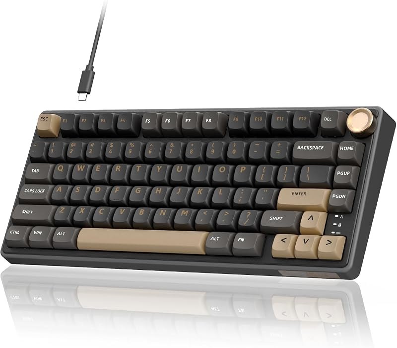 RK ROYAL KLUDGE R75 Wired Mechanical Keyboard with Volume Knob, 75% Mechanical Gaming Keyboard Gasket Mount, Hot