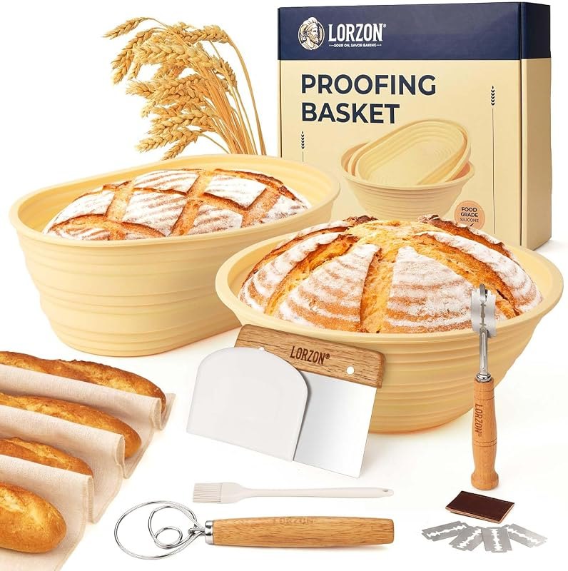 Silicone Banneton Proofing Basket, Complete Sourdough Bread Baking Supplies — baking banneton for baking banneton