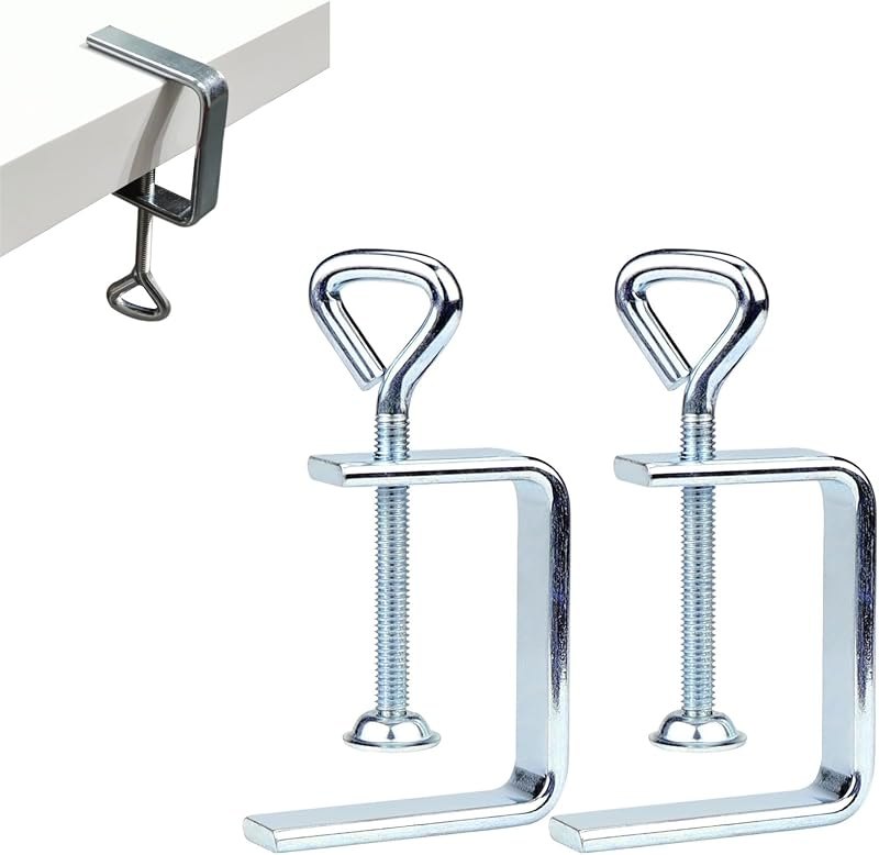 Woodworking C-Clamp, 2PCS Stainless Steel Heavy Duty Clamps for Welding, Wide Jaw 2"" Desk Bench Dog Hole Clamp for