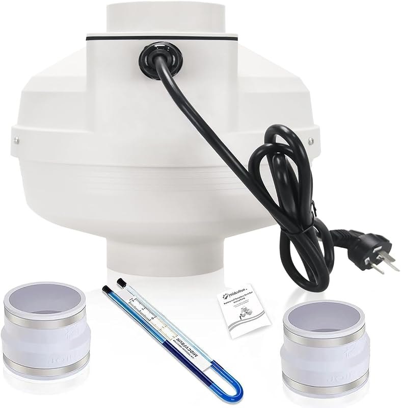 4 inch Radon Fan Installation Kit - 2 Speed Radon Mitigation Fan 260/188CFM Inline Centrifugal Fan with Rubber