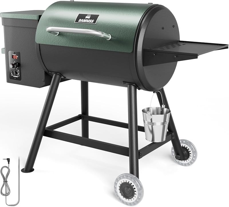 DAMNISS Pellet Smoker Grill Combo, 456 SQ.IN Cooking Area with PID Temperature Control (180-450°F) Electric BBQ Meat