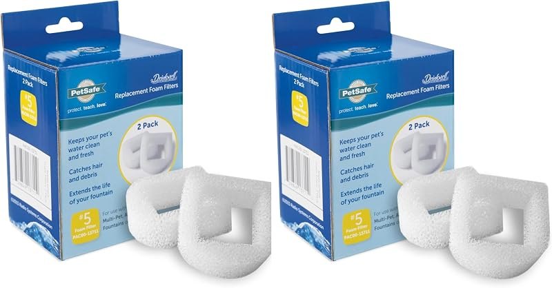 PetSafe Drinkwell Replacement Foam Filters Compatible with PetSafe Ceramic and Stainless Steel Pet Fountains, for