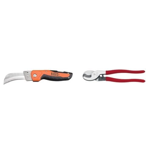 Klein Tools 44218 Utility Knife, Lockback Folding Knife & 63050 Cable Cutter, Heavy Duty Cutter for Aluminum, Copper
