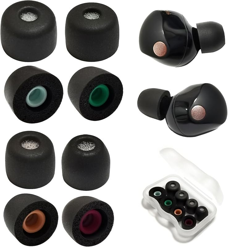 Memory Foam Ear Tips for Sony WF-1000XM5/XM4 with Filter Screen