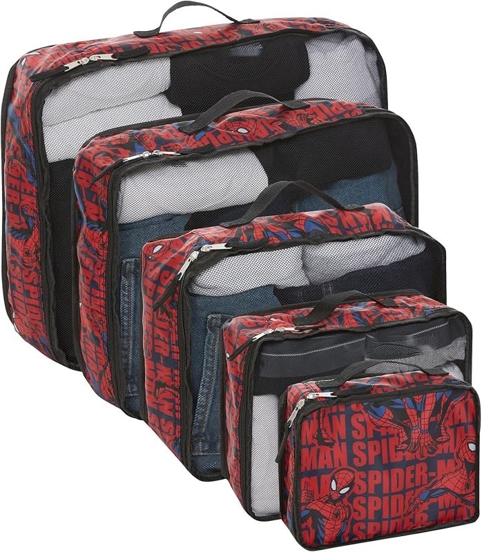 Spiderman 5-Piece Packing Cube Set - Spiderman, Ironman, Captain America - 5 Piece Packing Cubes Compression Travel