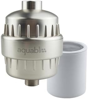 Aquabliss SF100 Shower Filter + 1 Cartridge - Brushed Nickel — vitamin c shower filter for vitamin shower filter