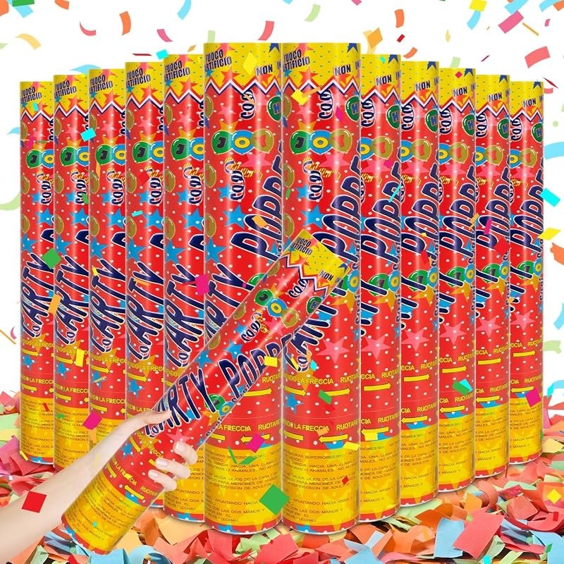 12Pack Confetti Cannon Multicolor Party Confetti Shooters Biodegradable Confetti Poppers 12Inch Party Poppers Cannon