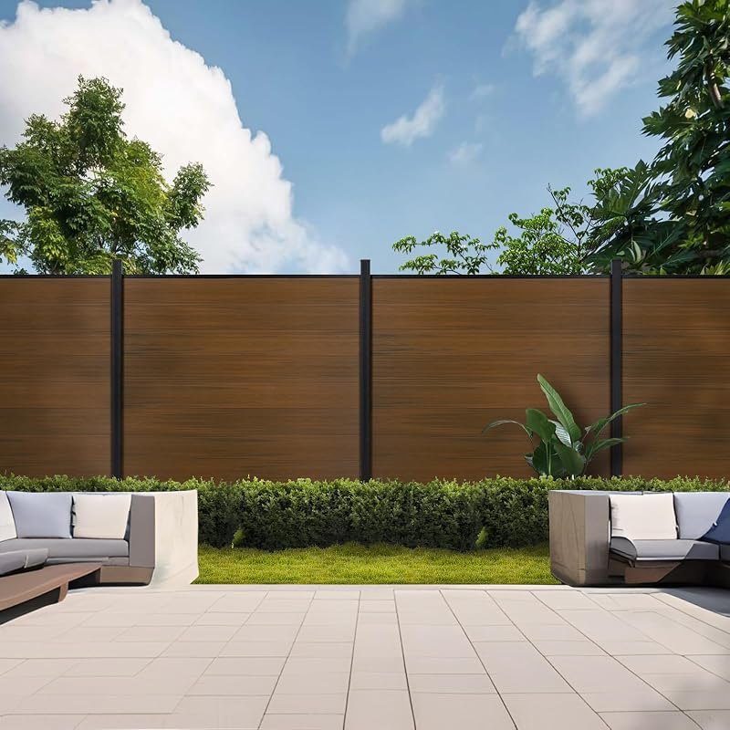 Mondaria Privacy Fence for Outside, 6ftx7.6ft Outdoor Privacy Panels with 1 In-ground Post, Wind Resistant Wood