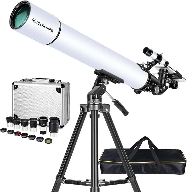 80mm Aperture 900 Refractor Telescope for Adults Astronomy Beginners with AZ Mount, Carry Bag, Phone Mount &13 Pieces