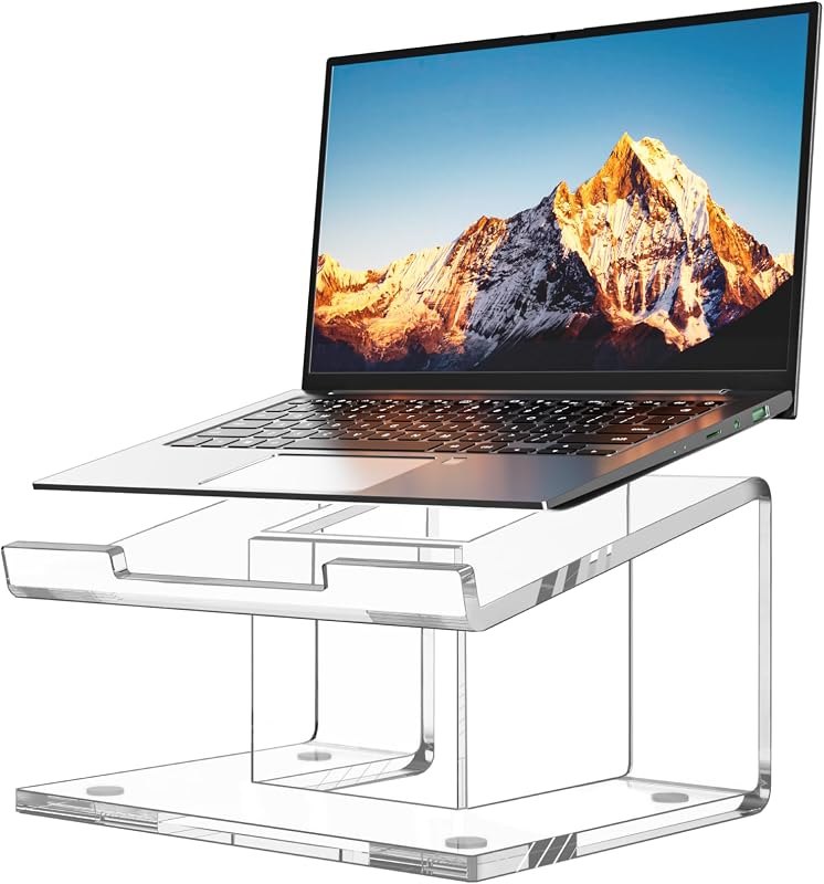 FUCDTEFC Acrylic Laptop Stand for Desk, Laptop Riser for 10-15.6 Inch Laptops, Ergonomic Computer Stand Holder