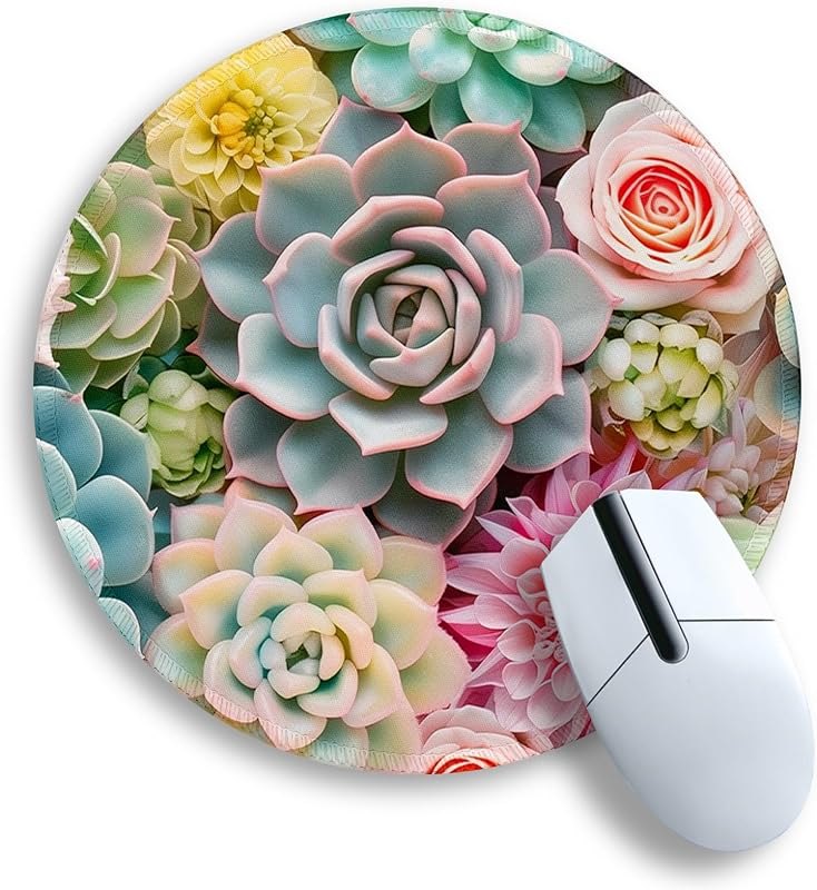 Succulents Mouse Pad, Cute Small Mouse Pads for Desk, 8.6 in — vertical mouse pad for vertical mouse pad