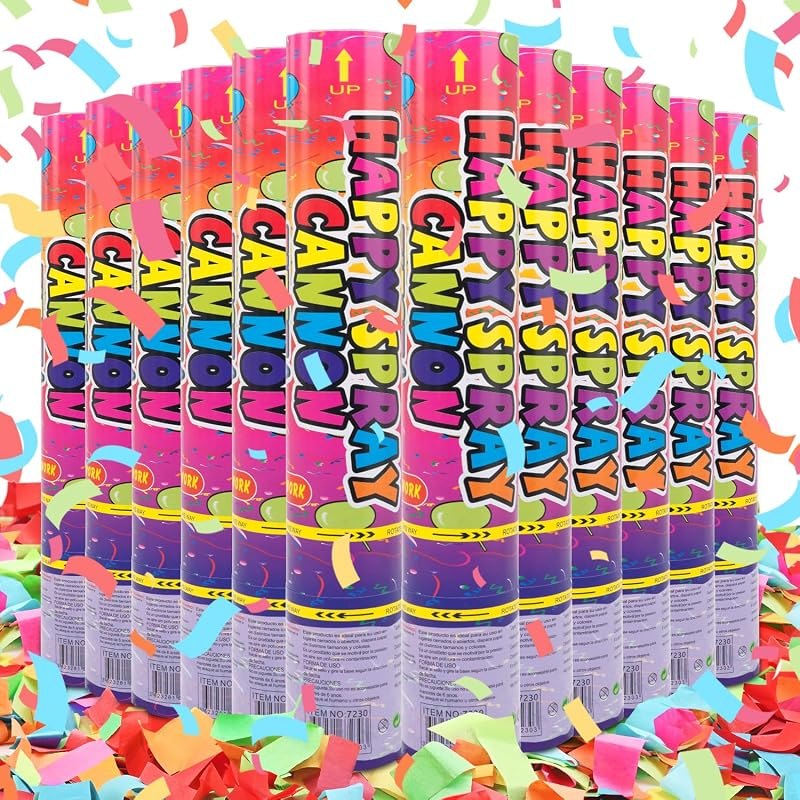 Confetti Cannon 12 Pack Confetti Poppers Biodegradable Multicolor 12 Inch Party Poppers for Celebration Biodegradable