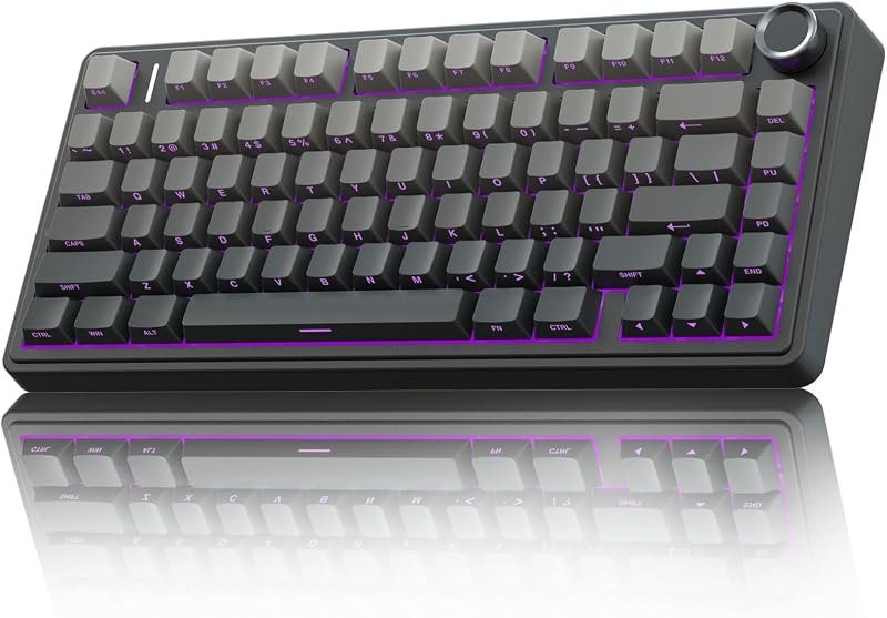 AULA F75 Pro Wireless Mechanical Keyboard,75% Hot Swappable Custom Keyboard with Knob,RGB Backlit,Pre-lubed Reaper