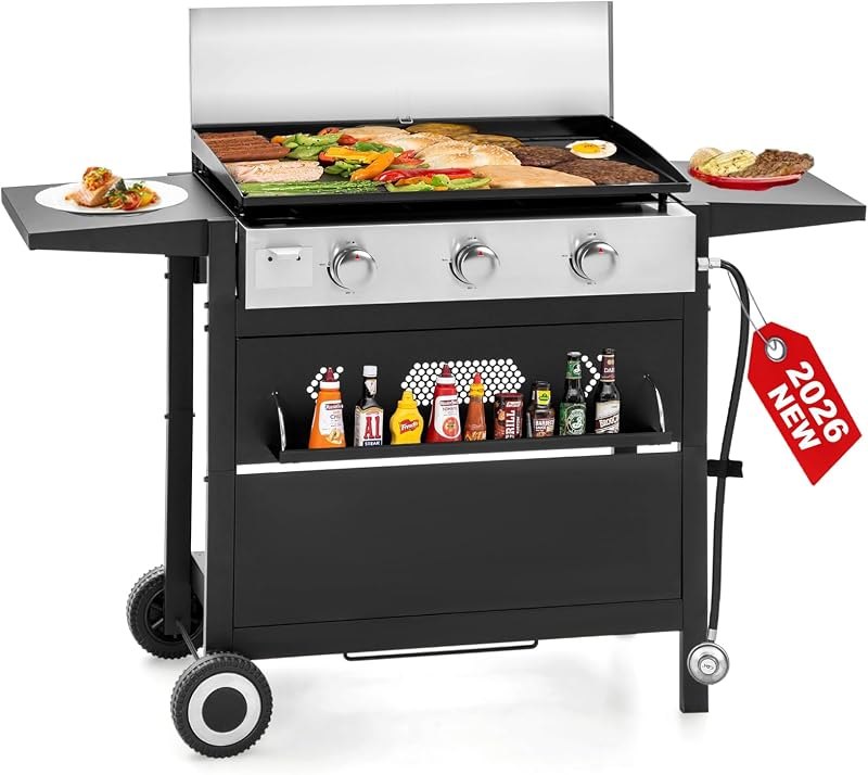 3 Burner Propane Gas Griddle Flat Top Grill for Outdoor Cooking BBQ — best propane outdoor griddle for propane outdoor