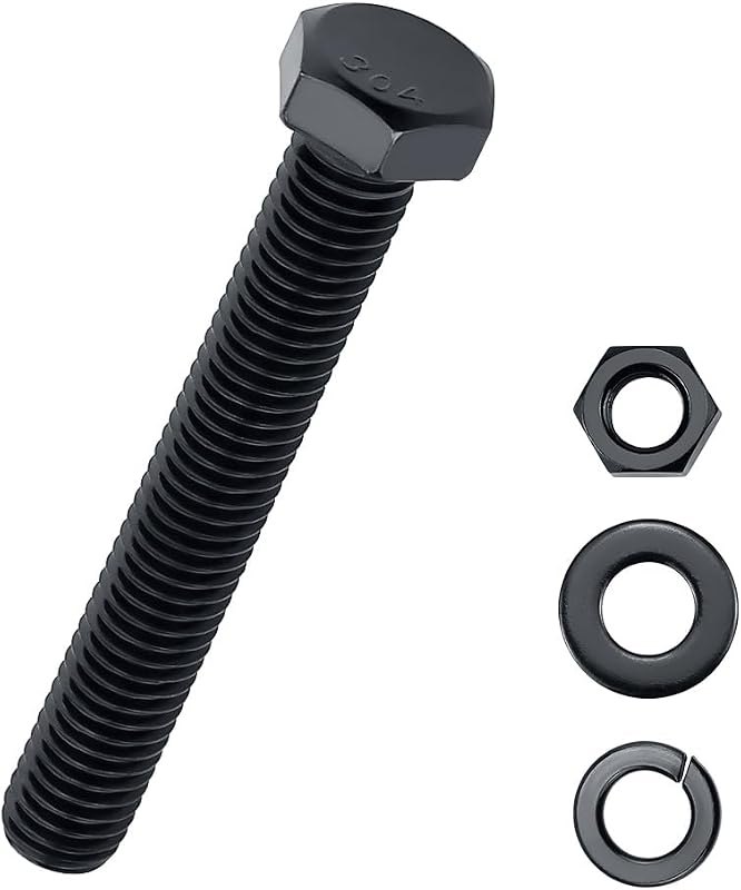8 Sets 3/8-16 x 2-1/2" Hex Bolt Kit & Nut, SAE & Lock Washer Black 304 SS — e Locks for locks
