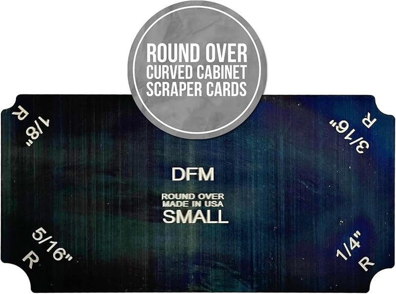 DFM Tool Works Round Over Curved Cabinet Scraper Cards - Precision Cabinet Scraper for Woodworking, Ideal for Wood