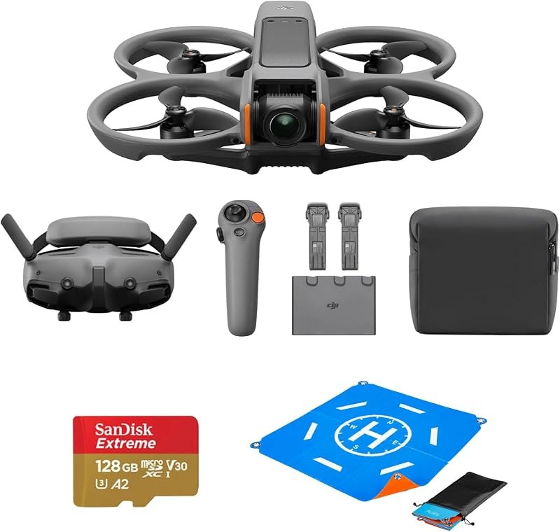 Avata 2 Fly More Combo (3 Batteries) FPV Drone with Camera 4K, One-Push Acrobatics, Propeller Guard, 155 FOV, Camera